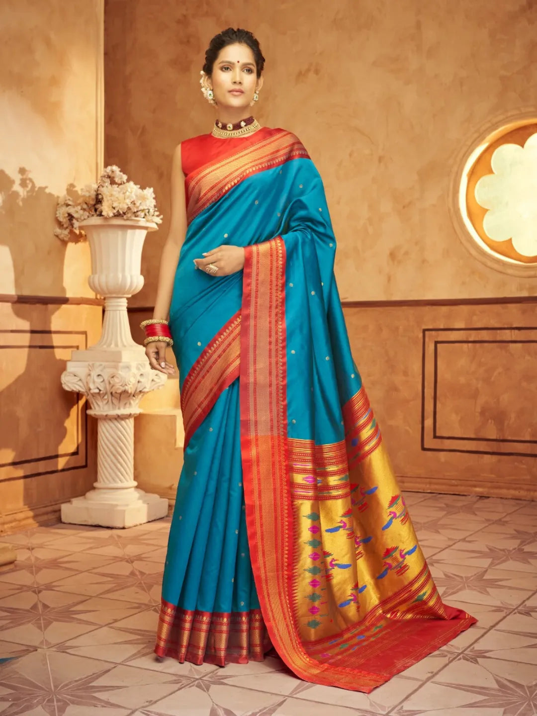 Heartwarming Blue Pure Aniruddh Silk Pathani Saree Cheap With Mastercard