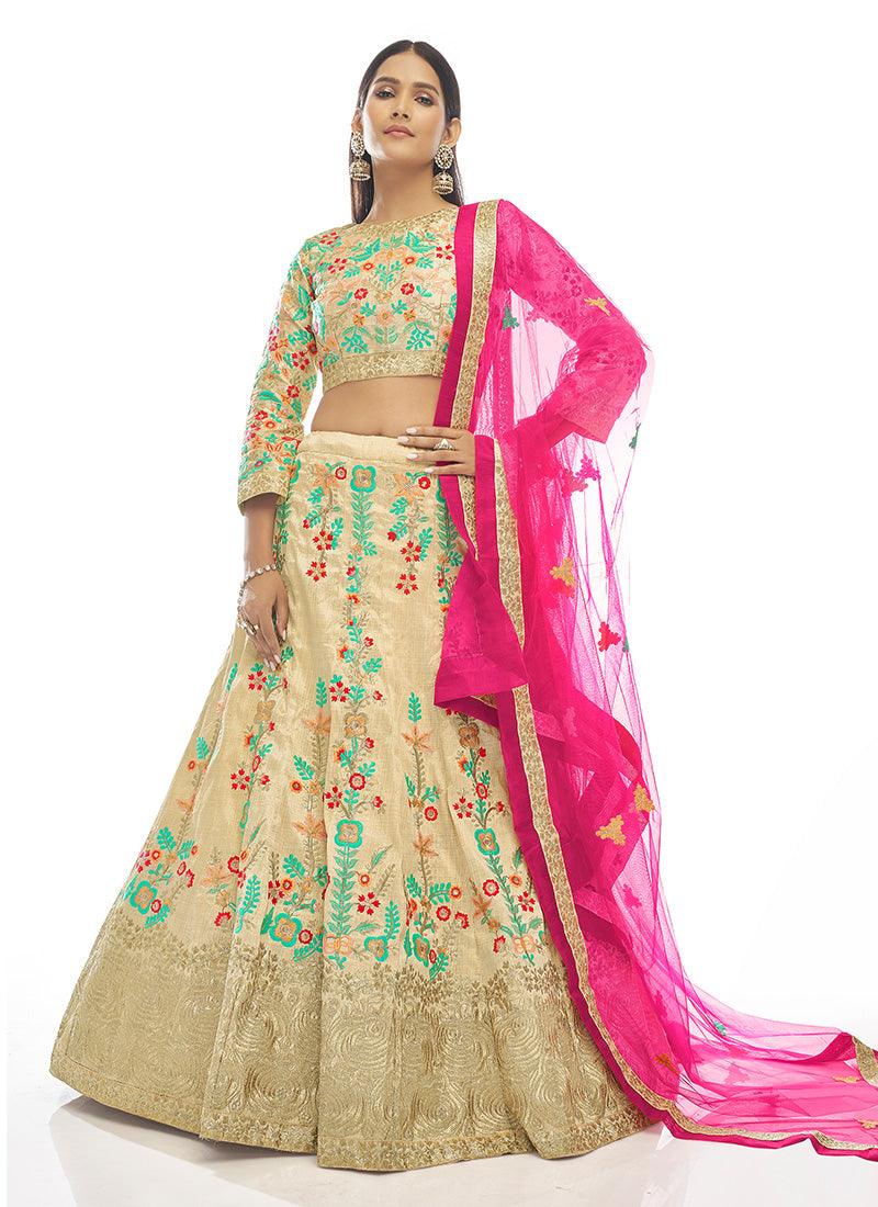 Cream Color Designer Chaniya Choli Discount View