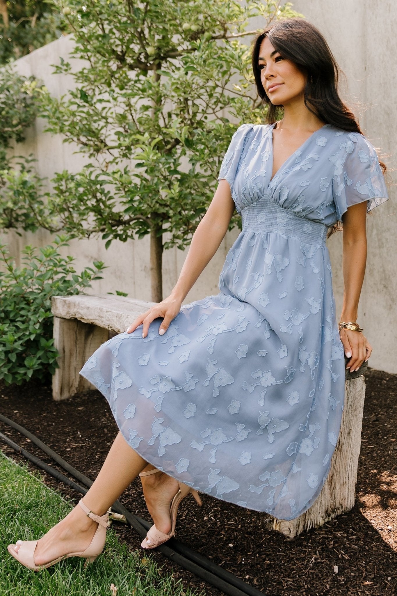 June Smocked Midi Dress | Blue Cheap Amazon