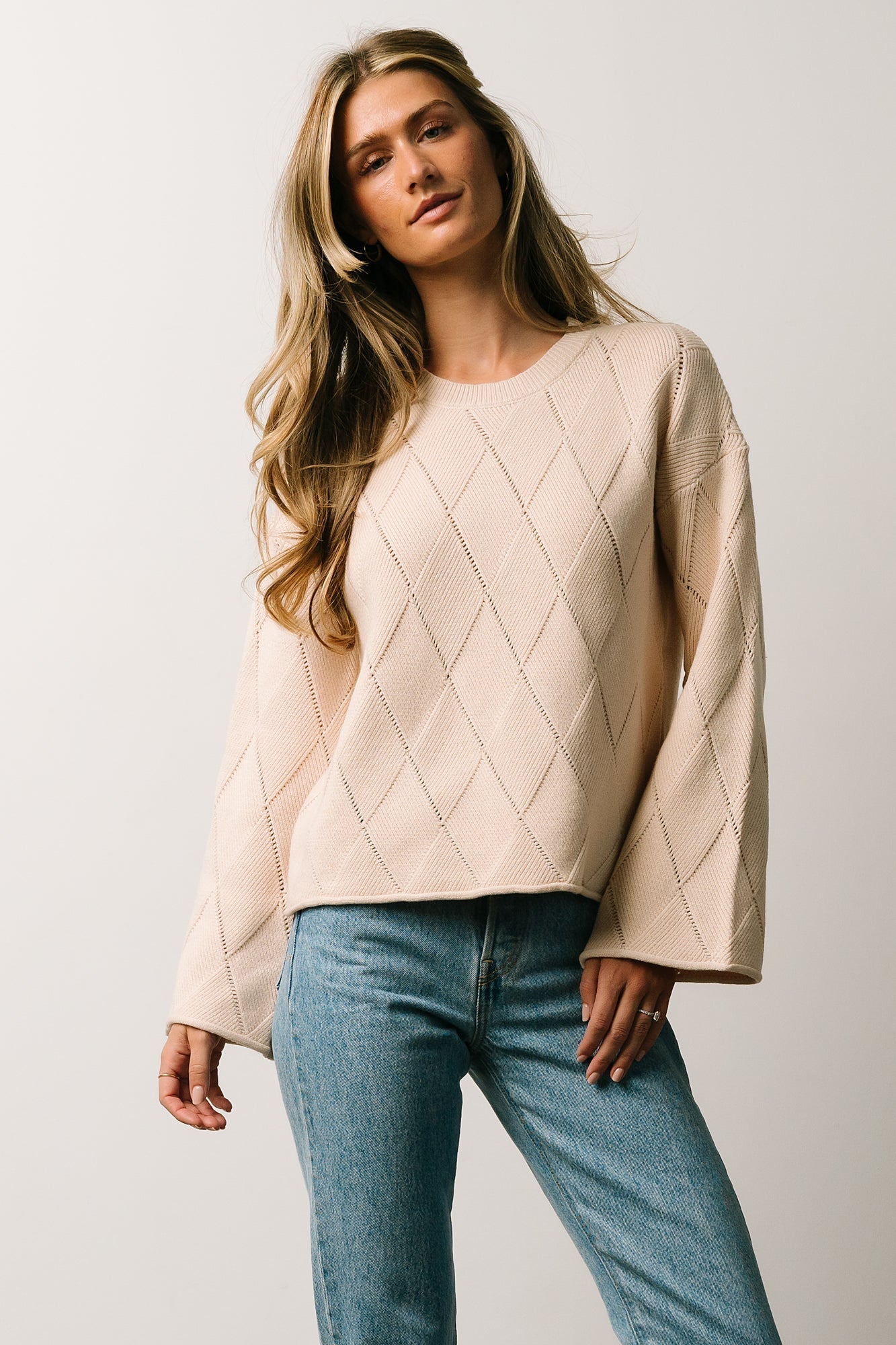 Britta Diamond Knit Sweater | Beige Cheap Nicekicks