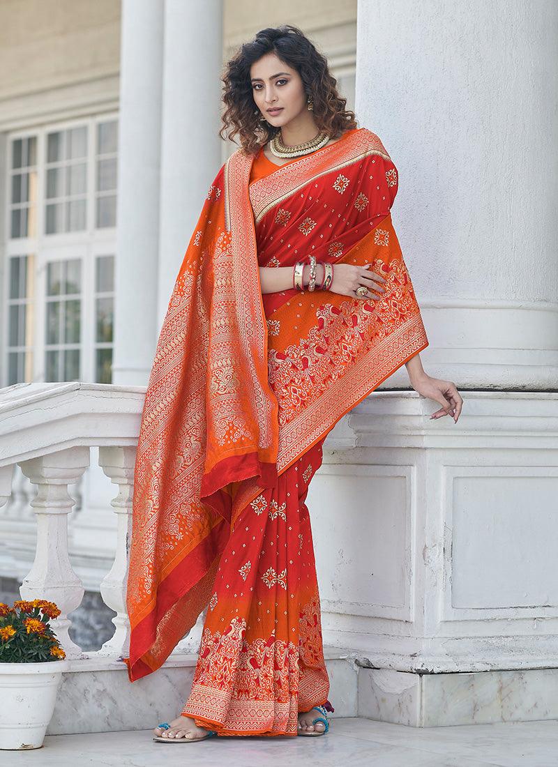 Alluring Red Color Banarasi Silk Base Saree With Silk Weaving Cheap Manchester Great Sale