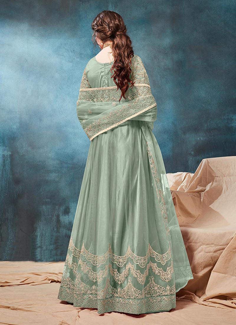 Heavy Embroidered Classic Pastel Green Gown Best Store To Get Sale Online