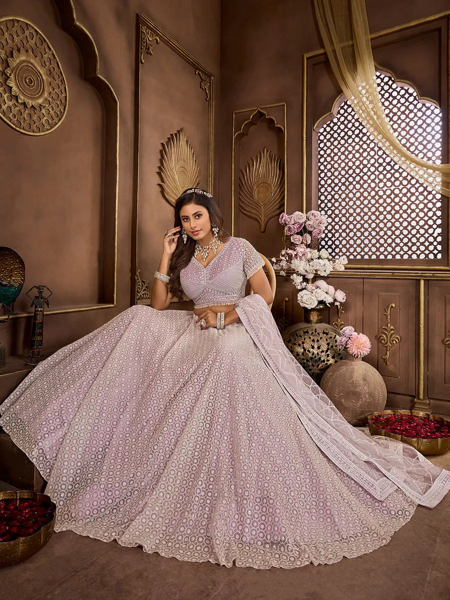 Luxurious Lavender Embroidered Bridal Lehenga Choli Nicekicks Cheap Online