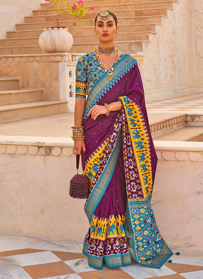 Wine Color Smooth Silk Weave Patola Saree Outlet Factory Outlet