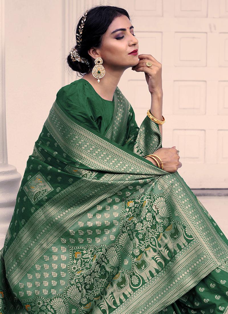 Green Color Classic Silk Saree Clearance Perfect