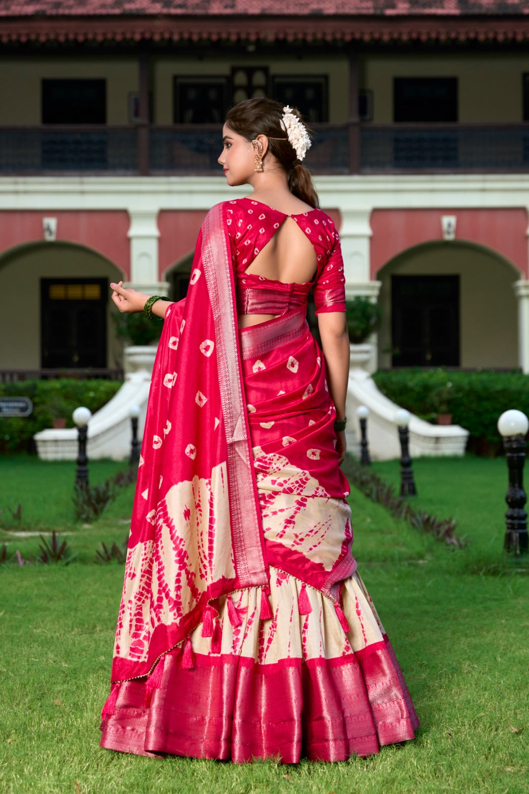 Extraordinary Dola Silk Shibori Printed Pink  lehenga Choli Sale Great Deals