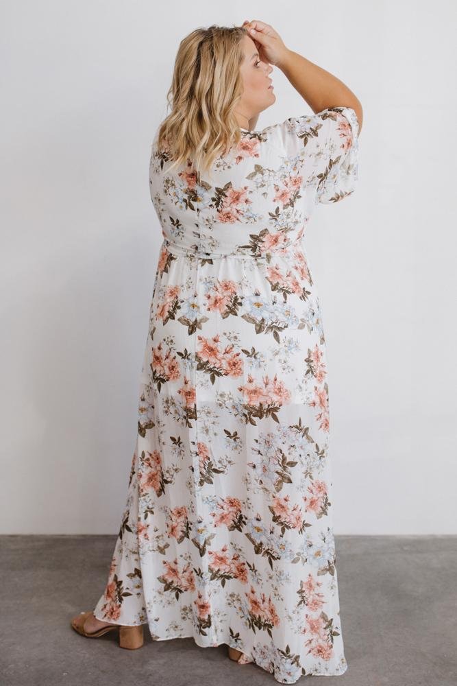 Kia Kimono Maxi Dress | White Floral Sale Genuine