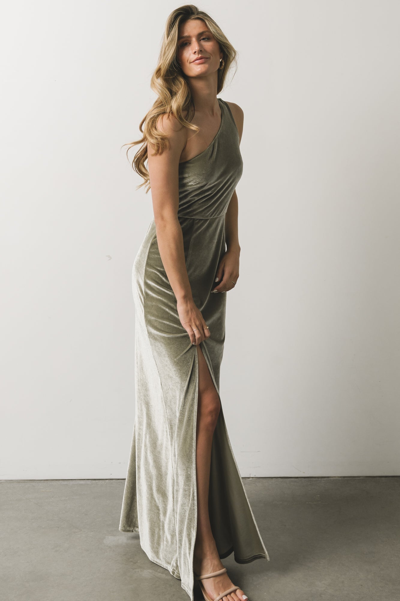 Tatiana Velvet One Shoulder Maxi Dress | Sage Cheap Sale 2025