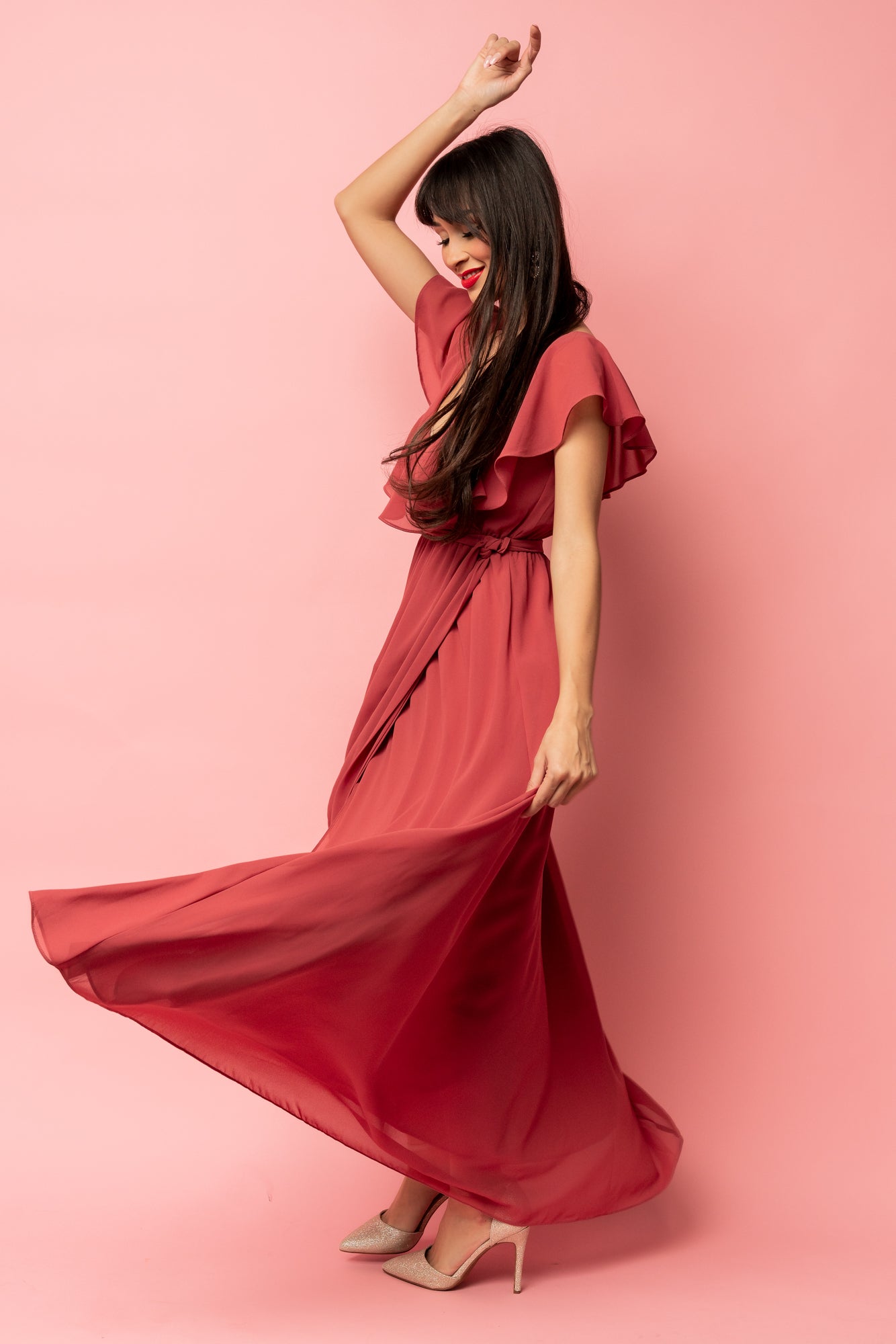 Katya Ruffle Maxi Dress | Rosewood Sale In China