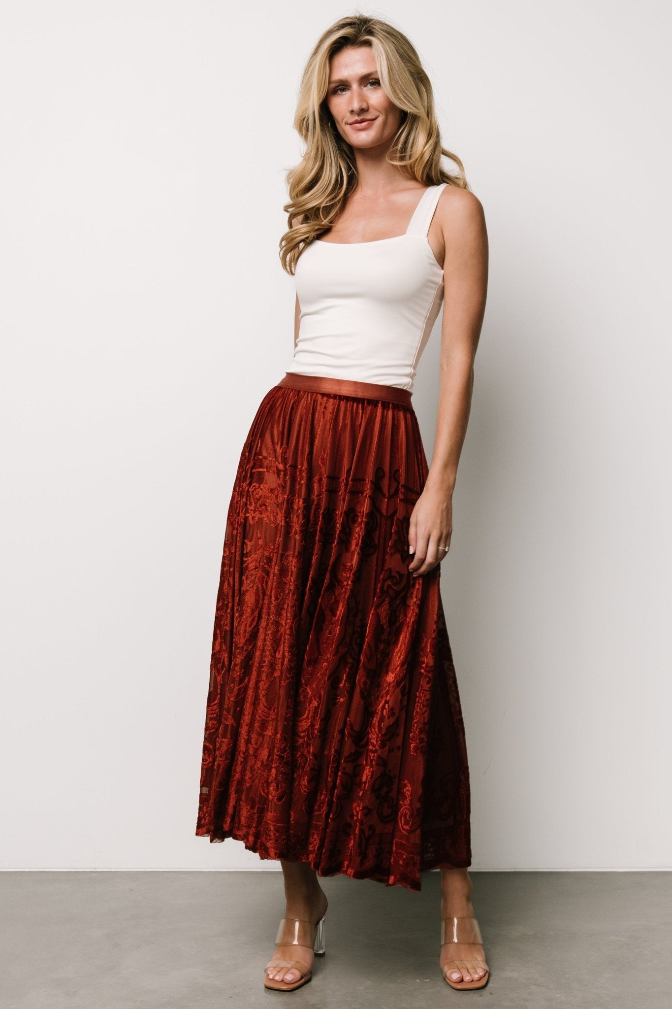 Palini Velvet Skirt | Rust Manchester Sale Online