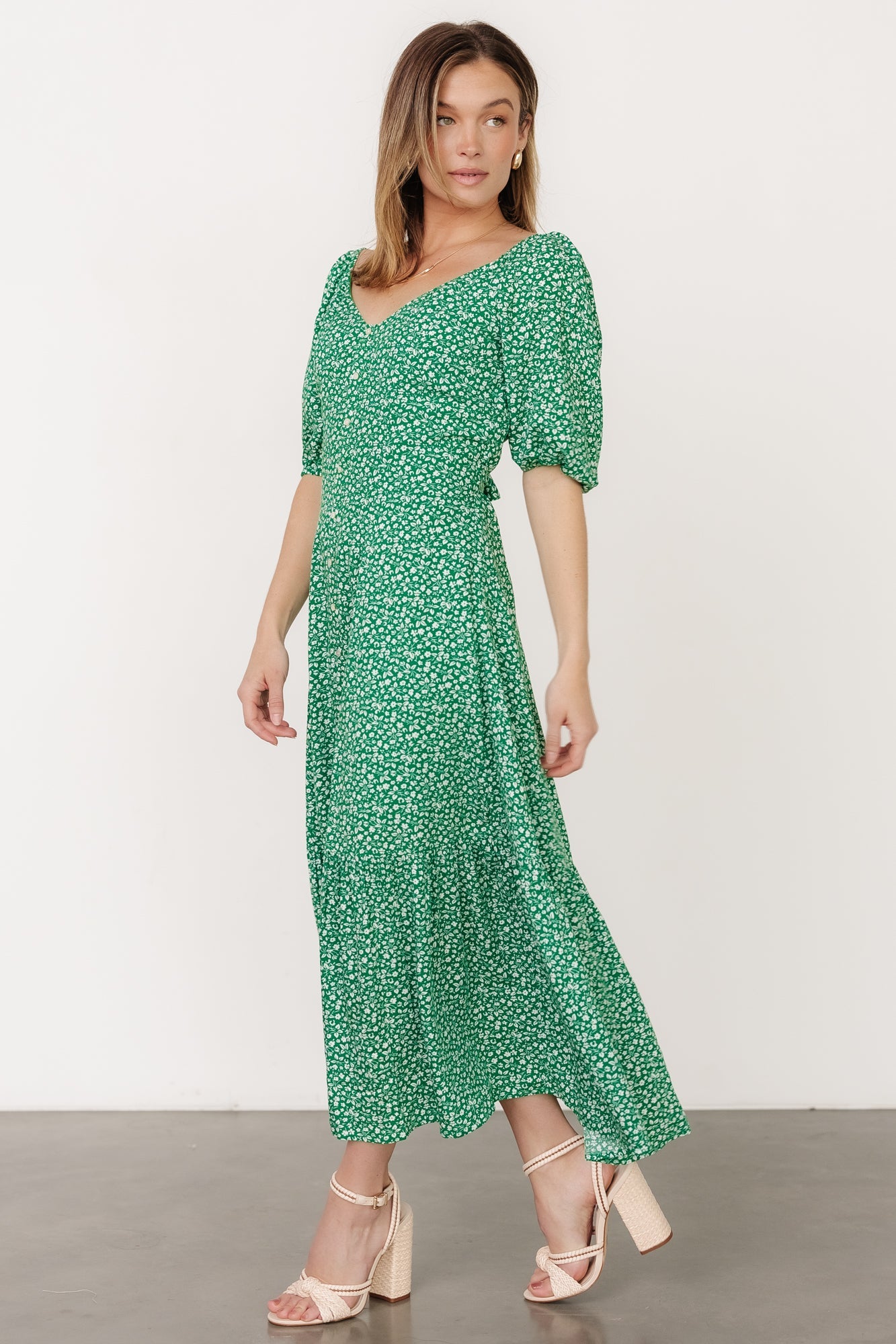 Elisabeth Button Dress | Green Floral Discount 2025 New