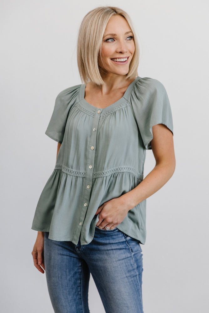 Unity Button Up Top | Sage Free Shipping Shop Offer