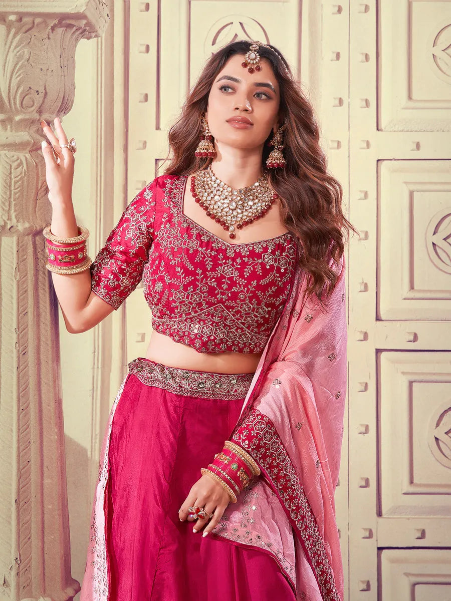 Designer Pink Embroidered Bridal Lehenga choli Set Discount Sale Online