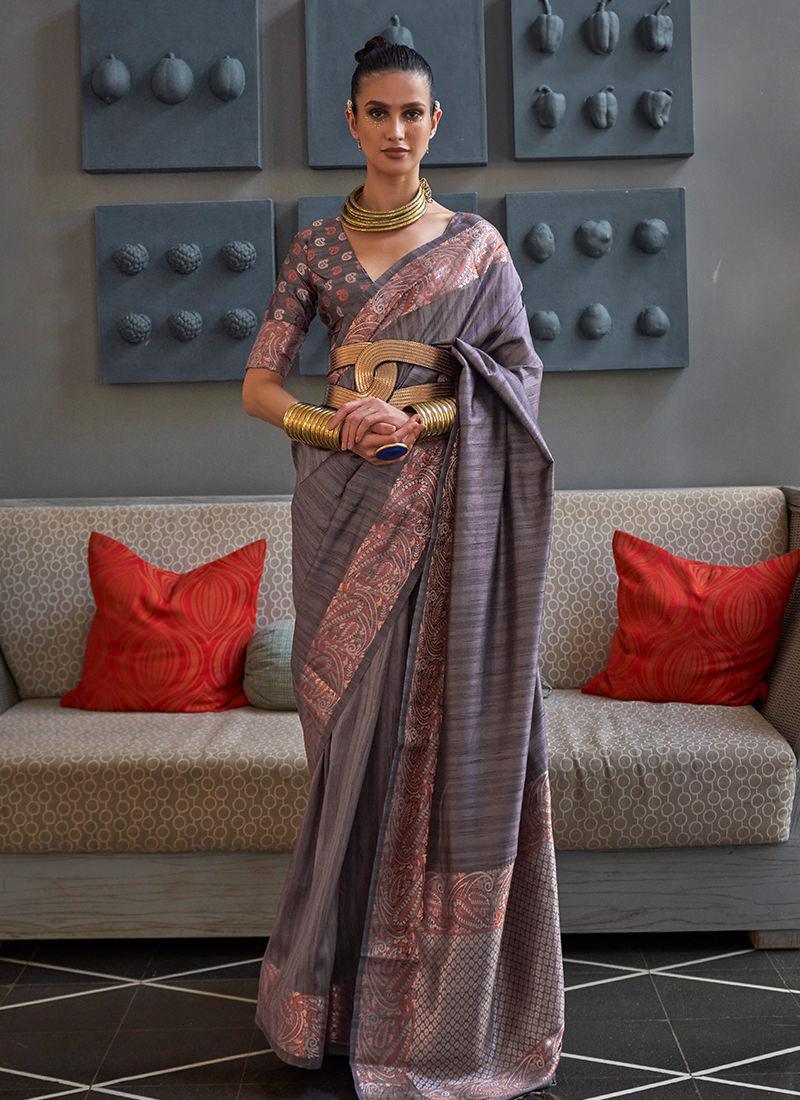 Handloom Weaving Grey Classic Silk Saree Sale Outlet Locations