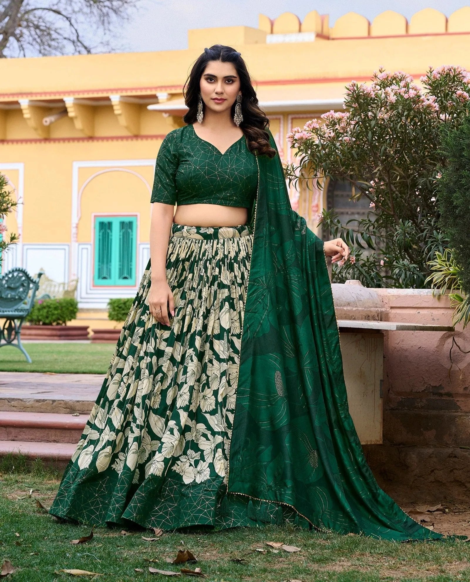 Dazzling Tussar Silk Floral Printed Lehenga Choli Set Good Selling Sale Online