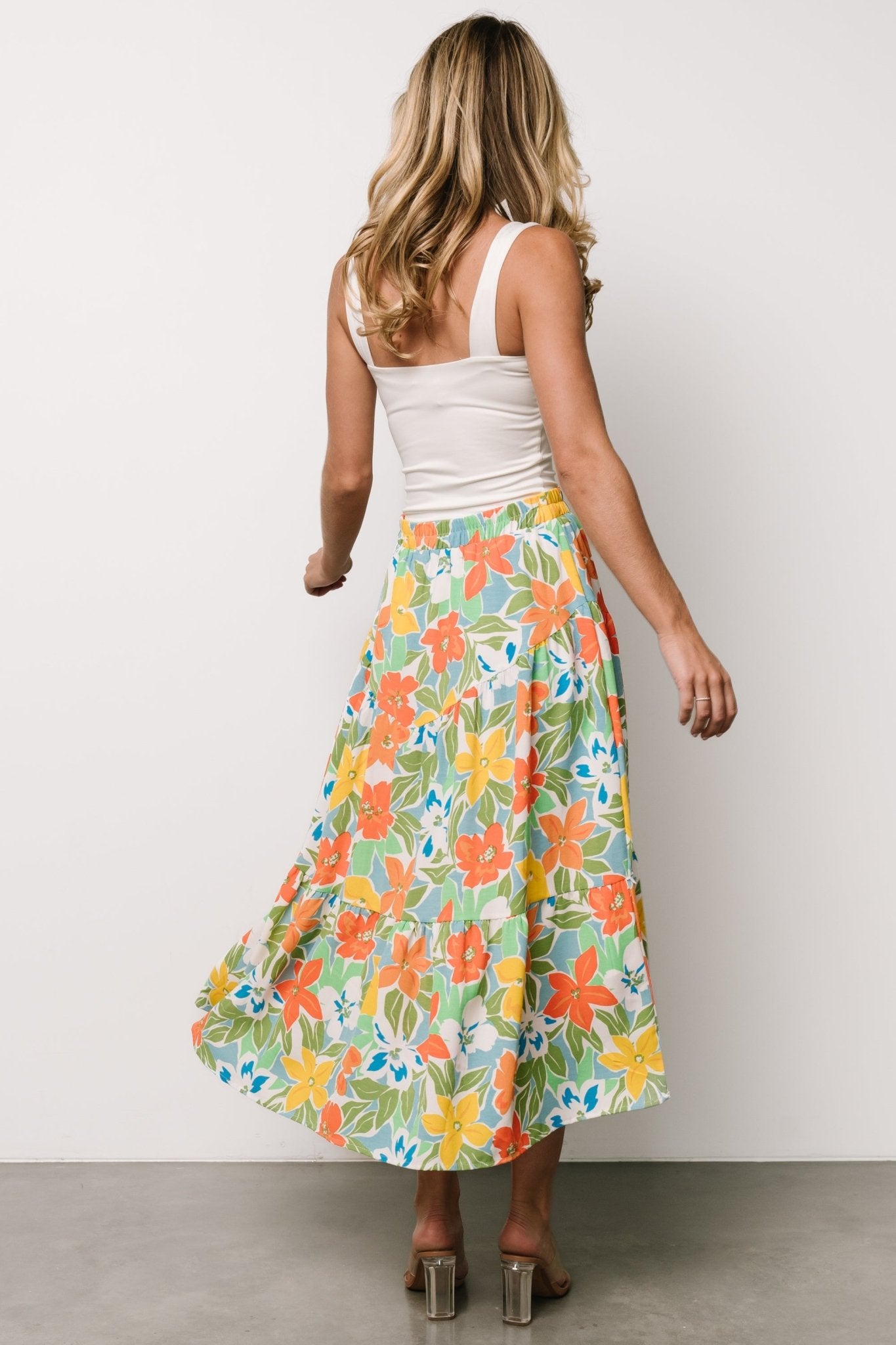 Nika Tiered Skirt | Orange + Blue Floral Outlet Deals