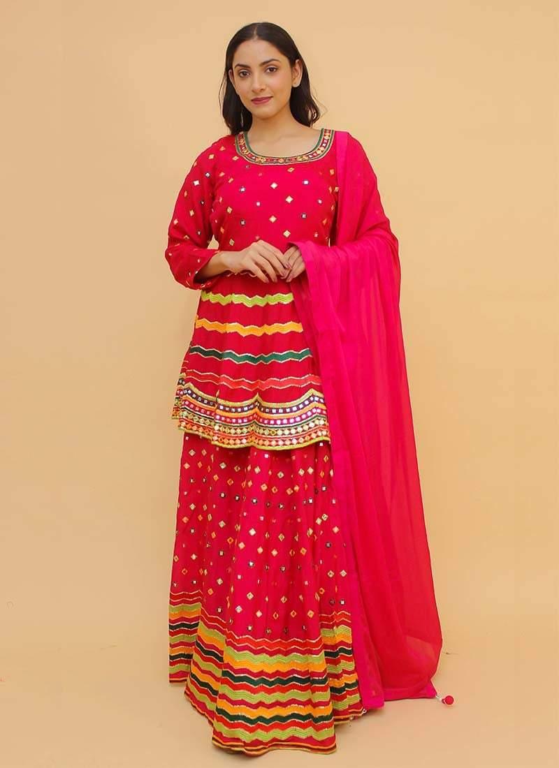 Fabulous Look Pink Color Sequins And Mirror Work Long Choli Lehenga Clearance Best Pices