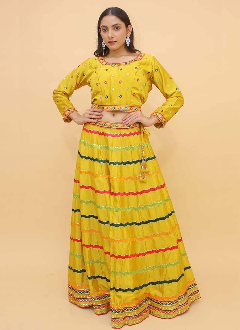 Charming Look Sequins And Mirror Work Yellow Color Lehenga Choli With Dupatta Limited Edition Sale Online