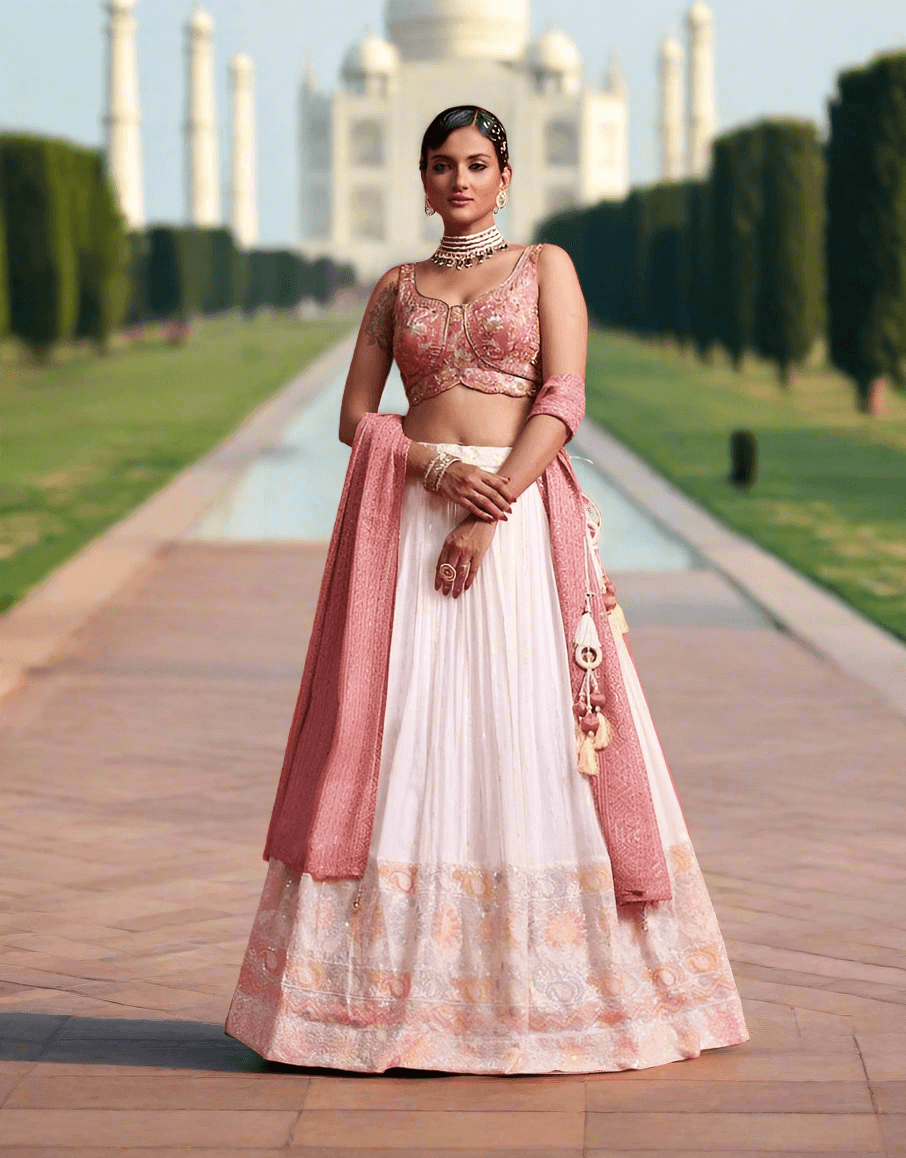 Pure georgette lehenga with Lakhnavi embroidery. Outlet Locations Sale Online