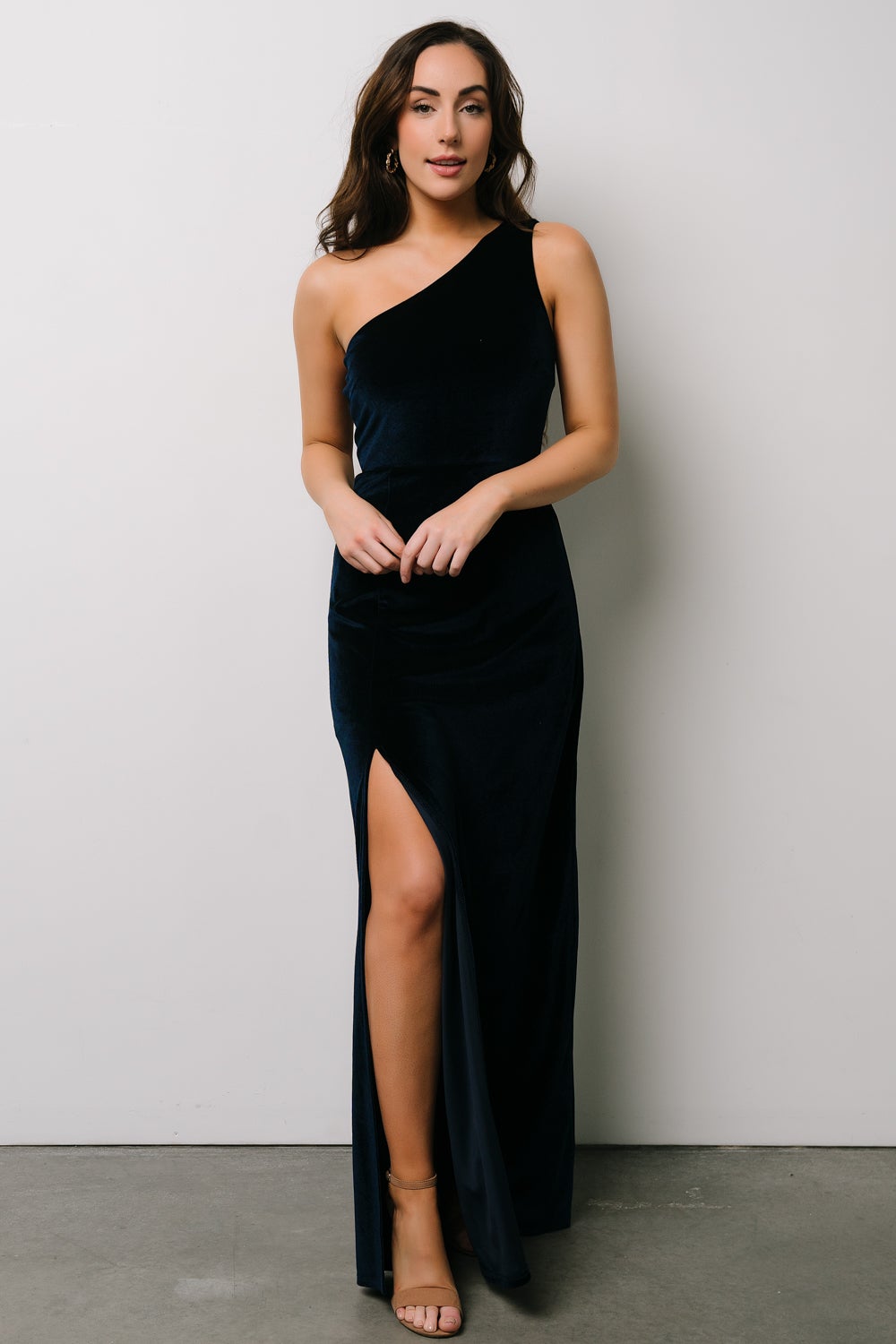 Tatiana Velvet One Shoulder Maxi Dress | Navy Purchase For Sale