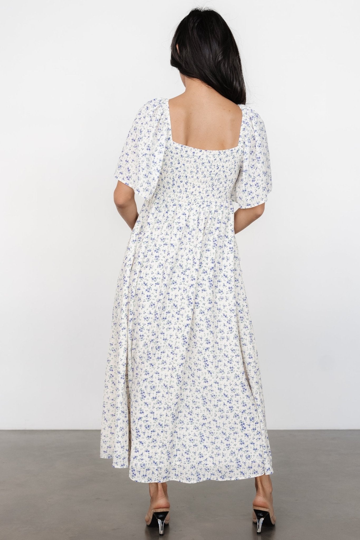 Carah Tie Dress | Off White + Lavender Floral Enjoy Cheap Online