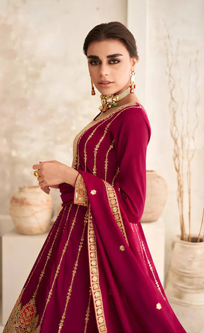 Ravishing Red Designer Embroidered Salwar Kameez Deals Cheap Pice