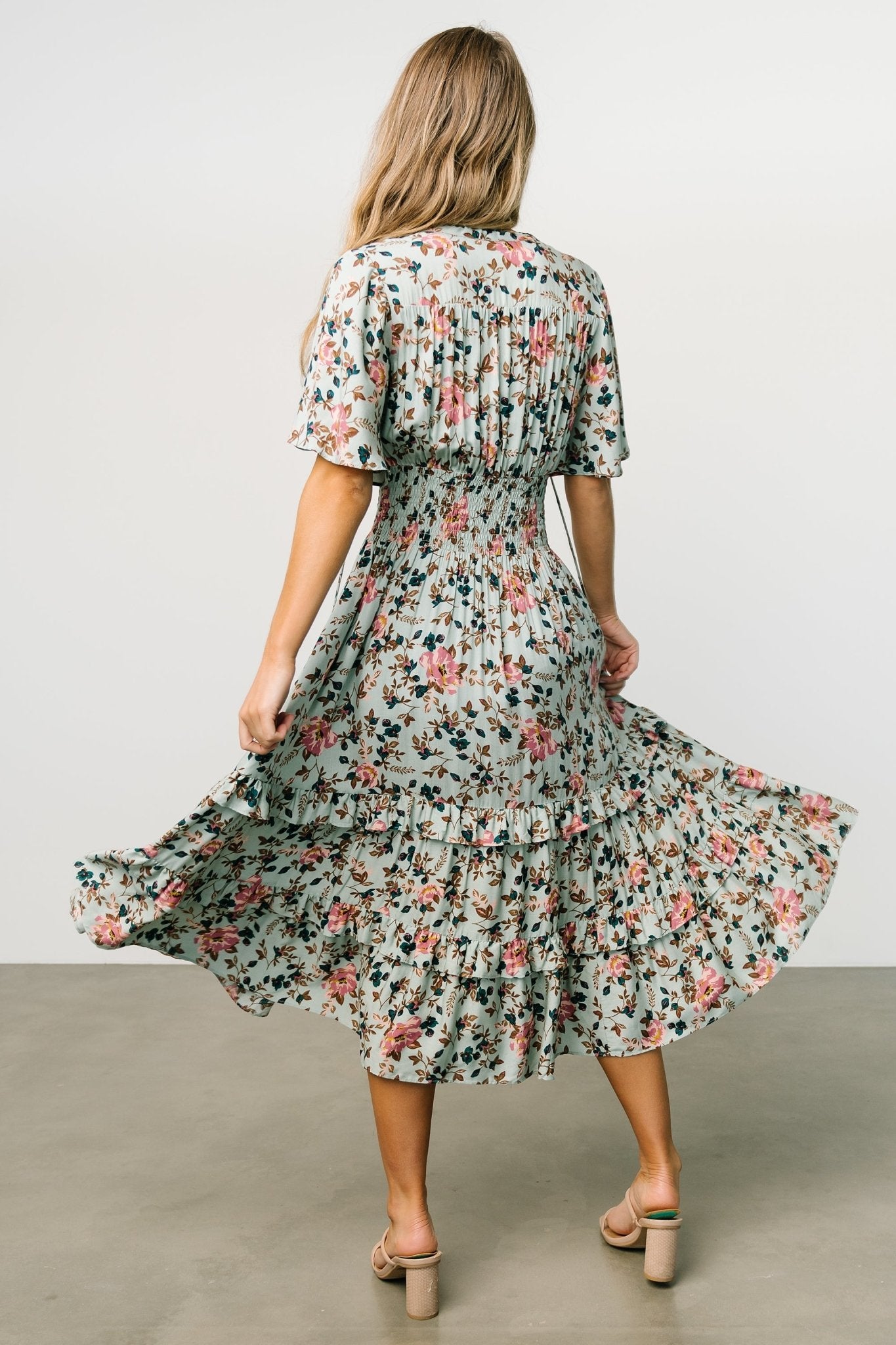 Spell Boho Midi Dress | Sage + Pink Floral Nicekicks Cheap Online