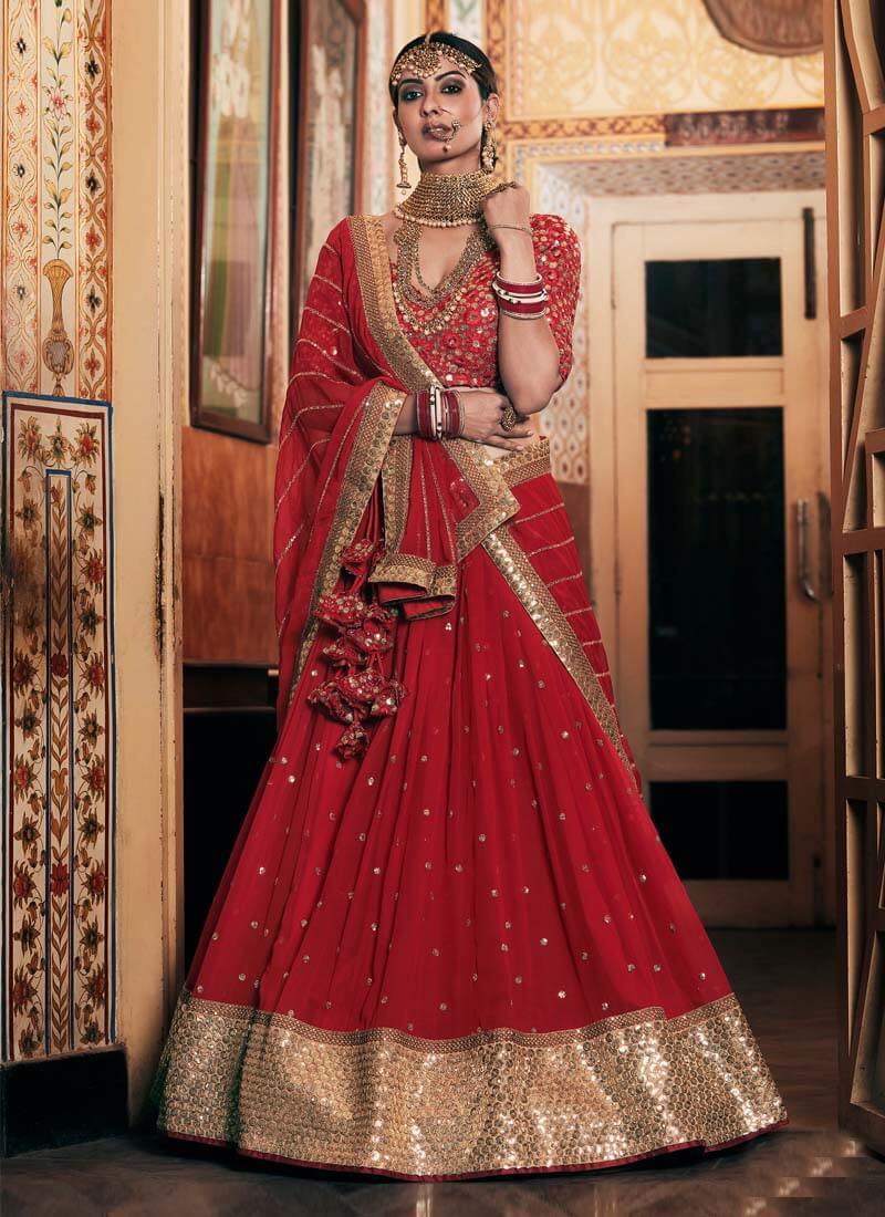 Eye-Captivating Red Lehenga With Designer Choli Cheap Sale 2025 New