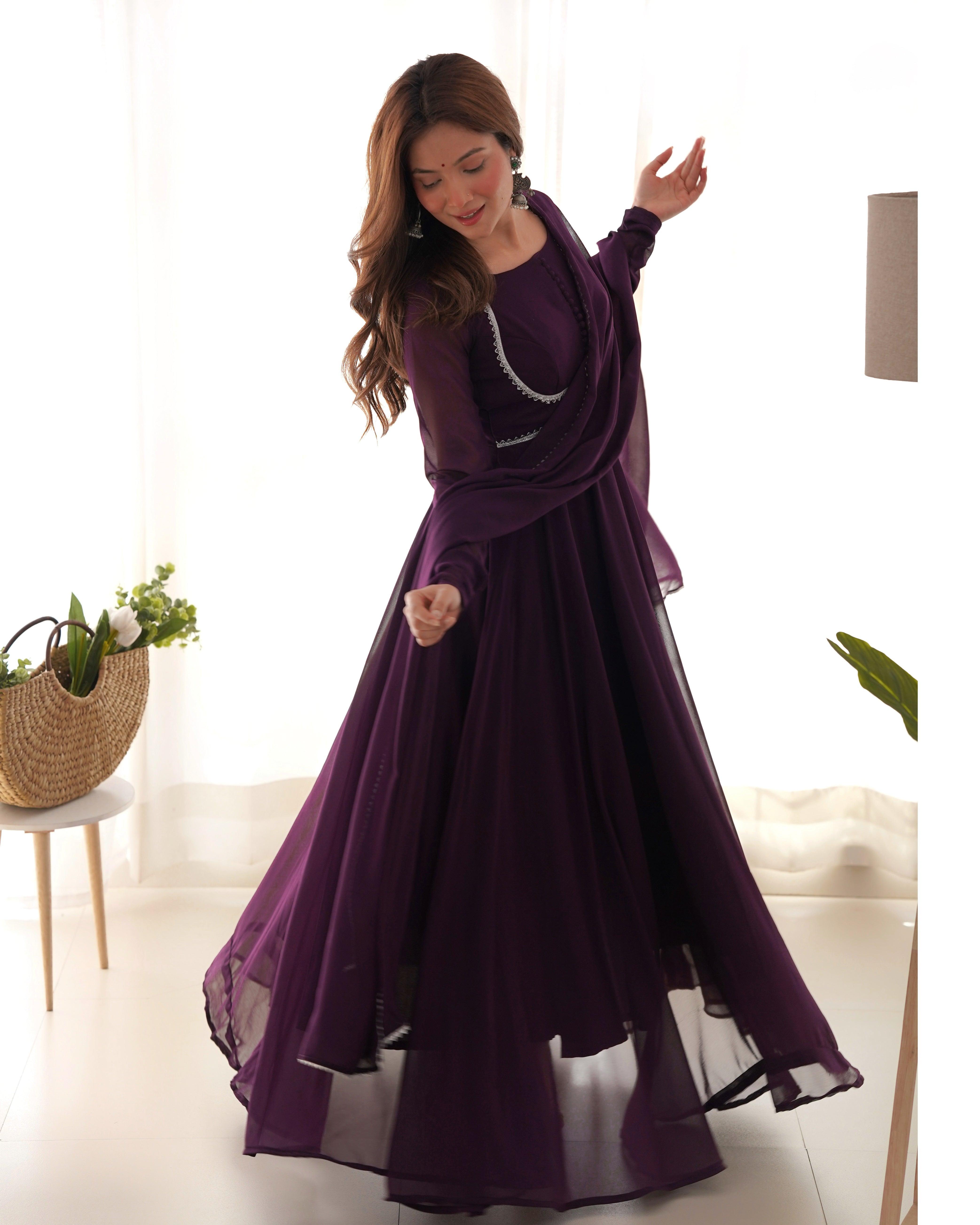 Enchanting Pure Faux Georgette Fully Flared Anarkali Pant Suit Sale Outlet