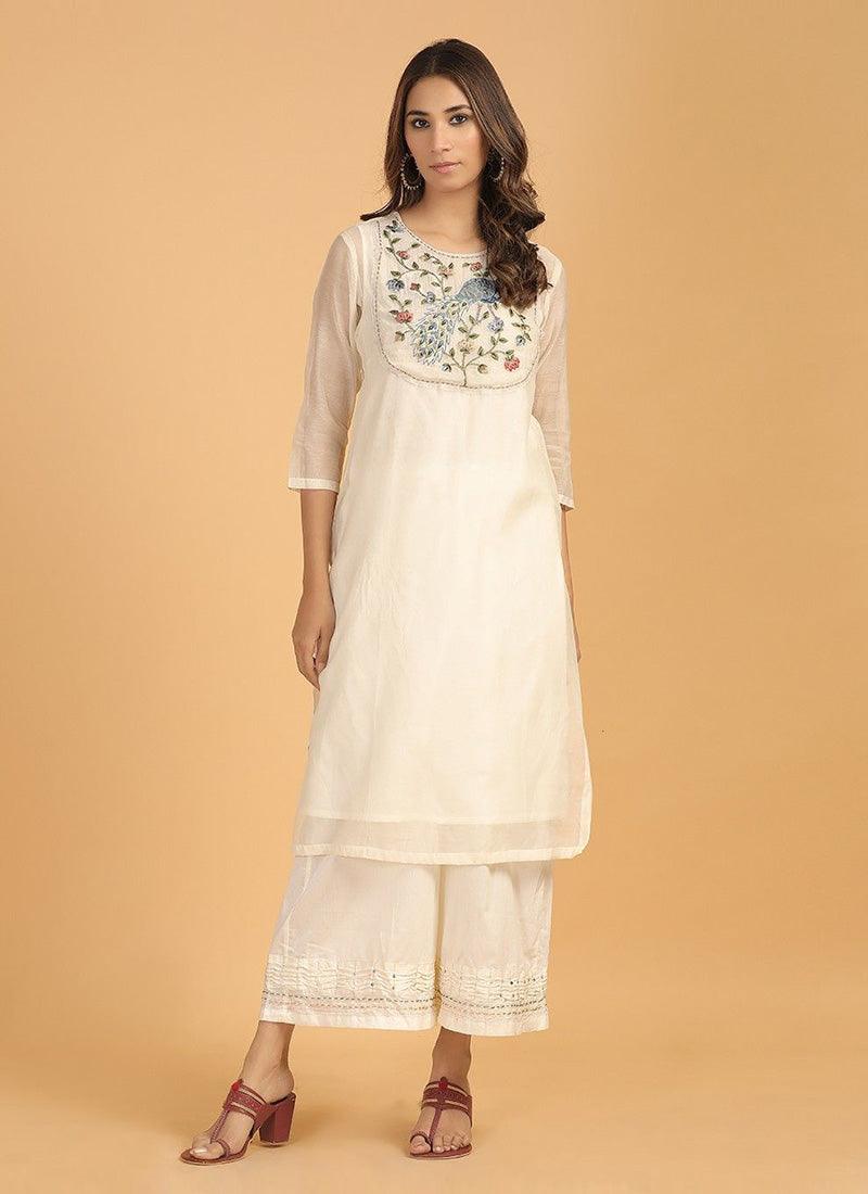 Splendid White Cotton Festive Wear Designer Kurti View Cheap Online