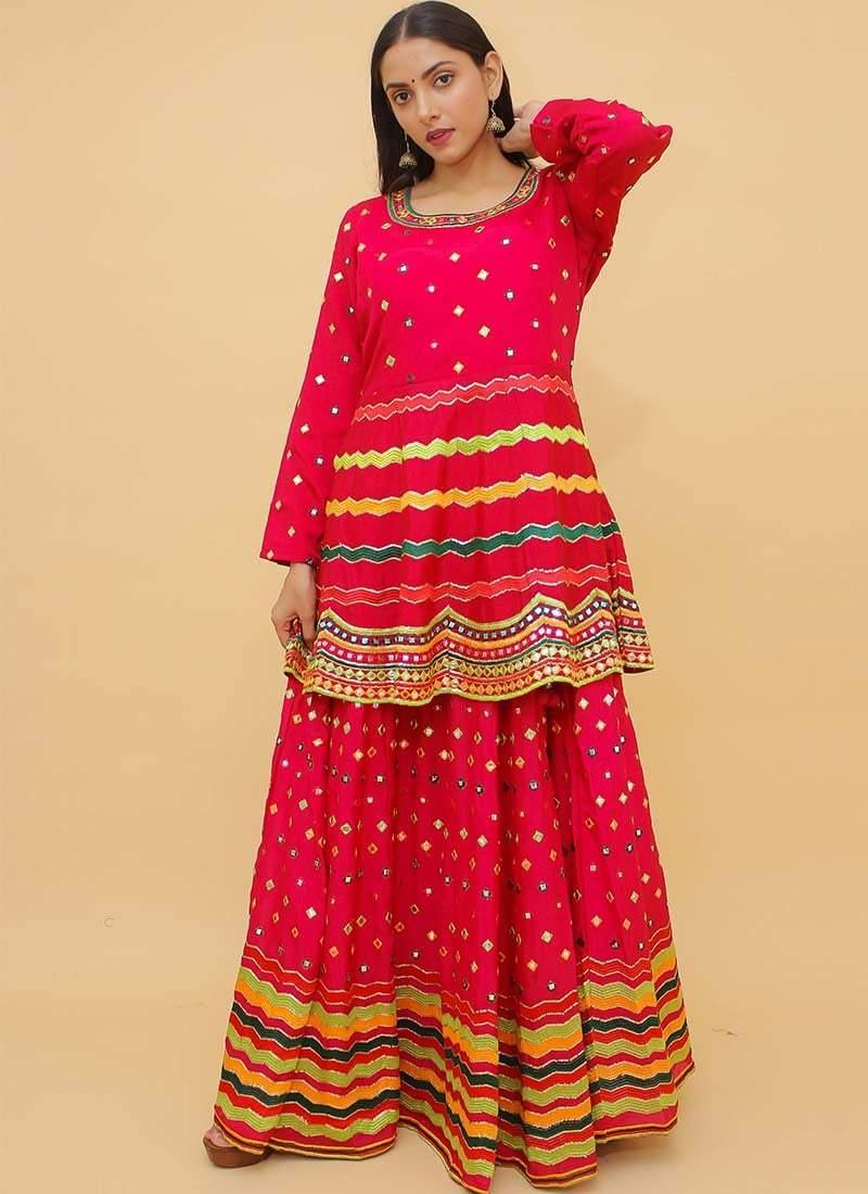 Fabulous Look Pink Color Sequins And Mirror Work Long Choli Lehenga Clearance Best Pices