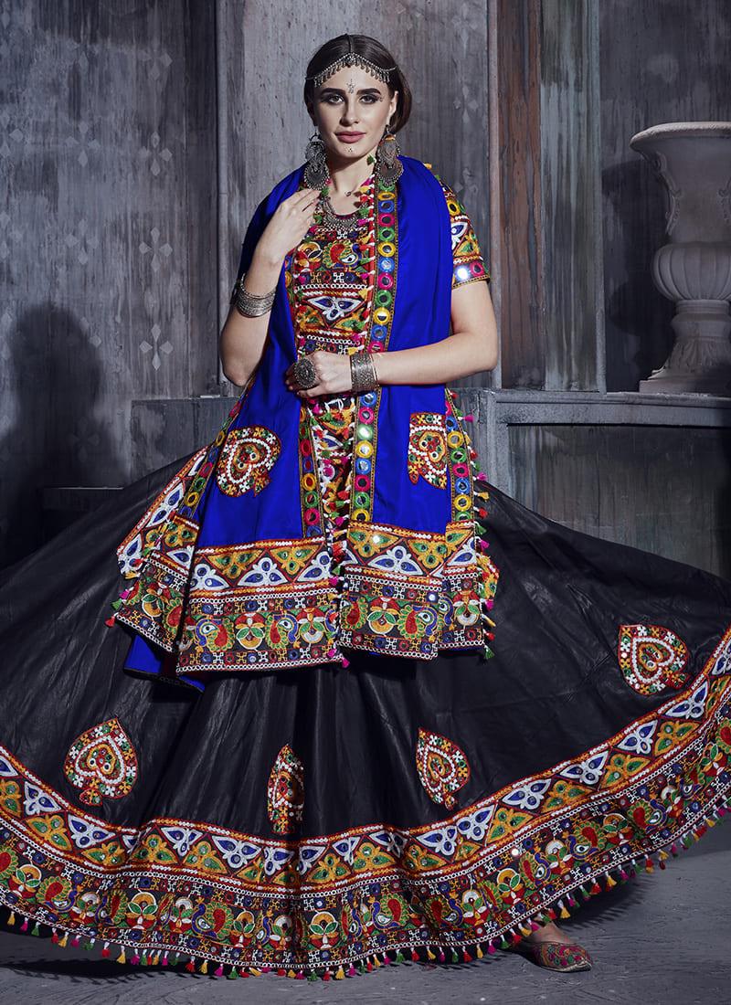 Mirror Work Navratri Ghagra Choli With Blue Dupatta Finishline Sale Online