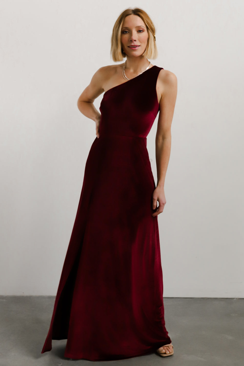 Tatiana Velvet One Shoulder Maxi Dress | Merlot Outlet Deals