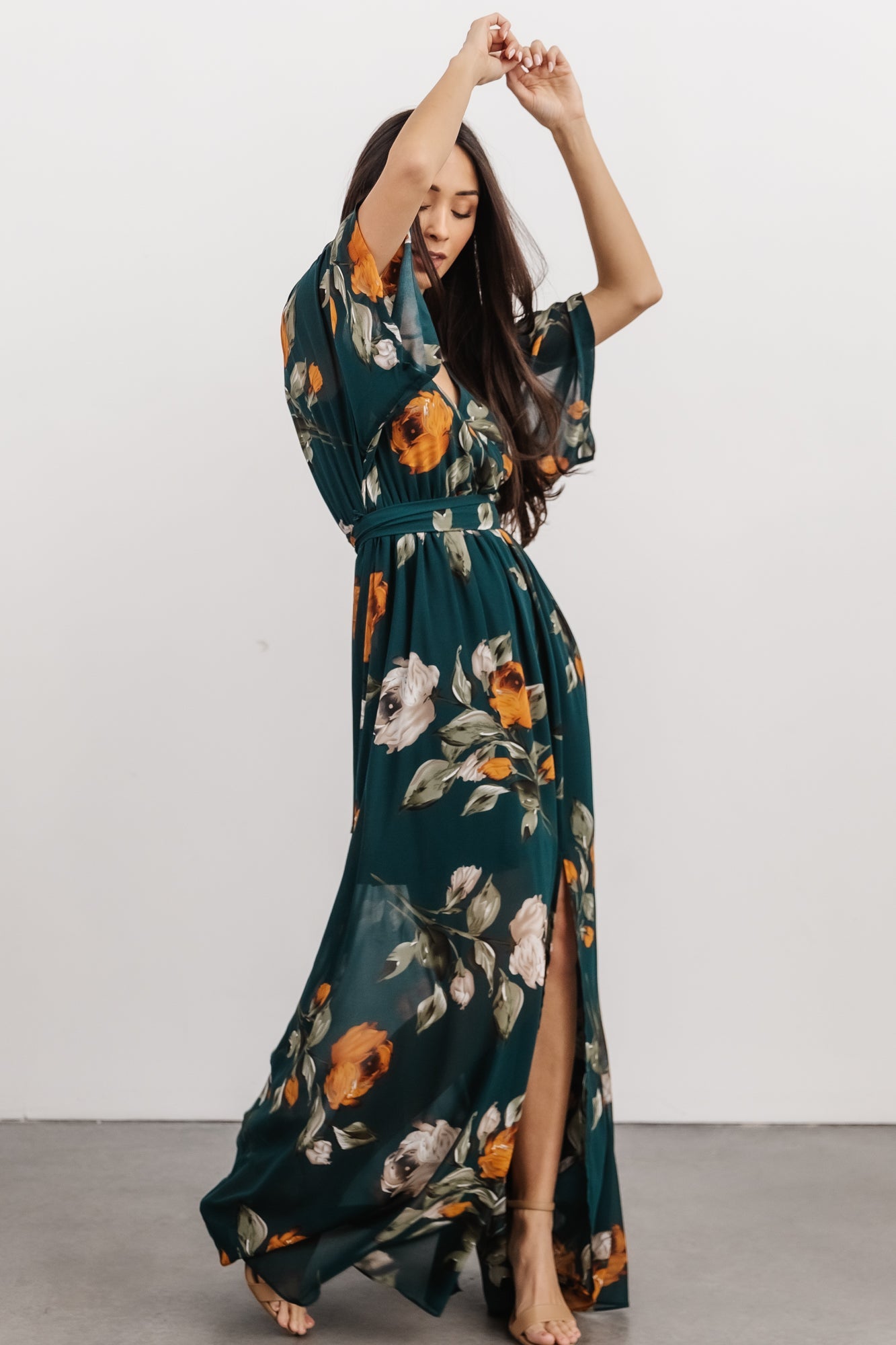 Kia Kimono Maxi Dress | Deep Topaz Floral Cheap Sale Cheapest