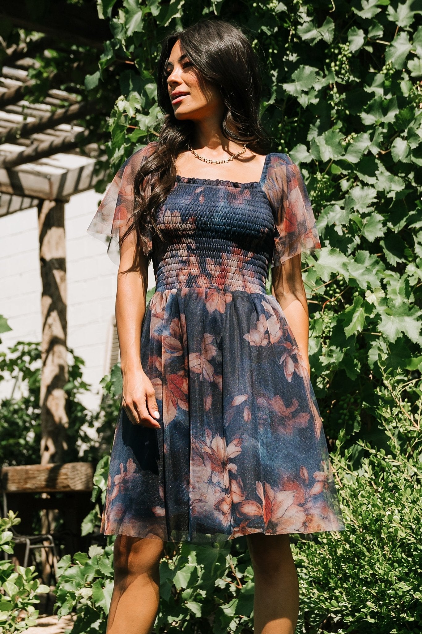 Tivoli Tulle Short Dress | Dark Blue Floral For Cheap Online