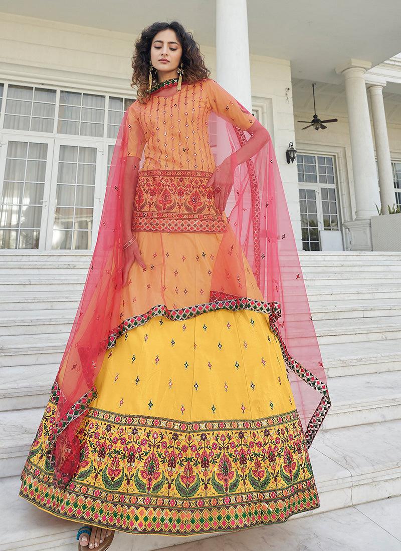 Designer Yellow Color Long Top Lehenga Choli Best Wholesale For Sale