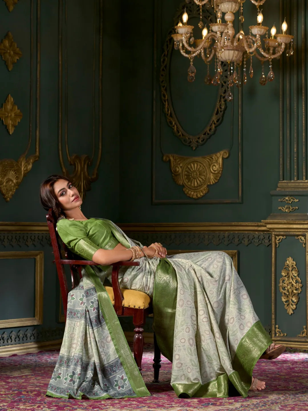 Passionate Pista Green Soft Dola Silk Printed Saree Buy Cheap Pices