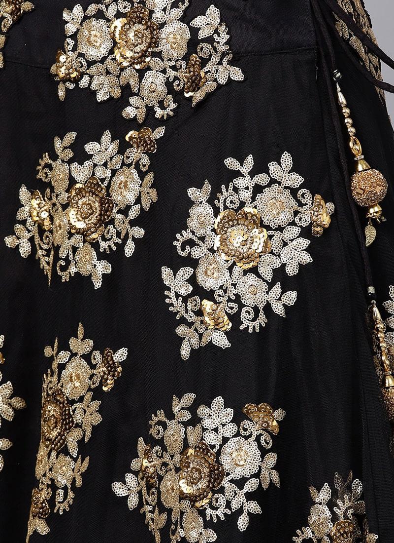 Black Color Velvet Base Lehenga Choli With Sequins Work Sale 2025 Unisex