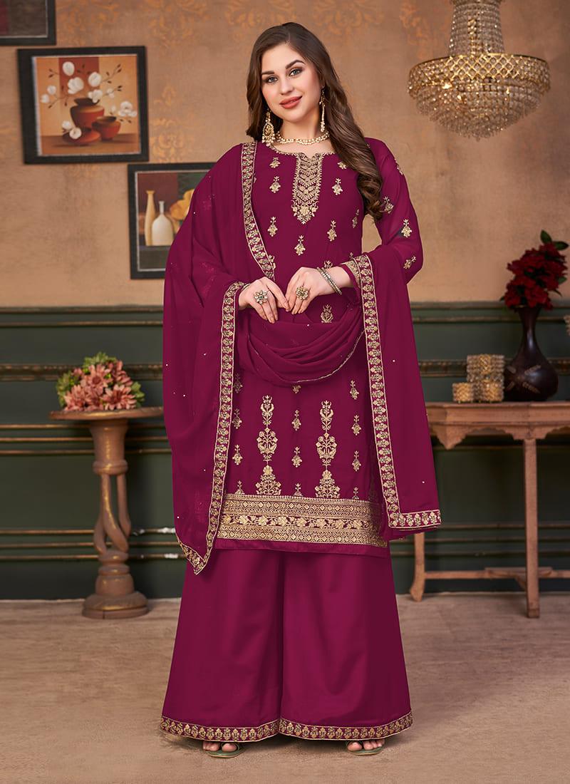 Maroon Palazzo Dress With Laced Dupatta Newest Cheap Pice