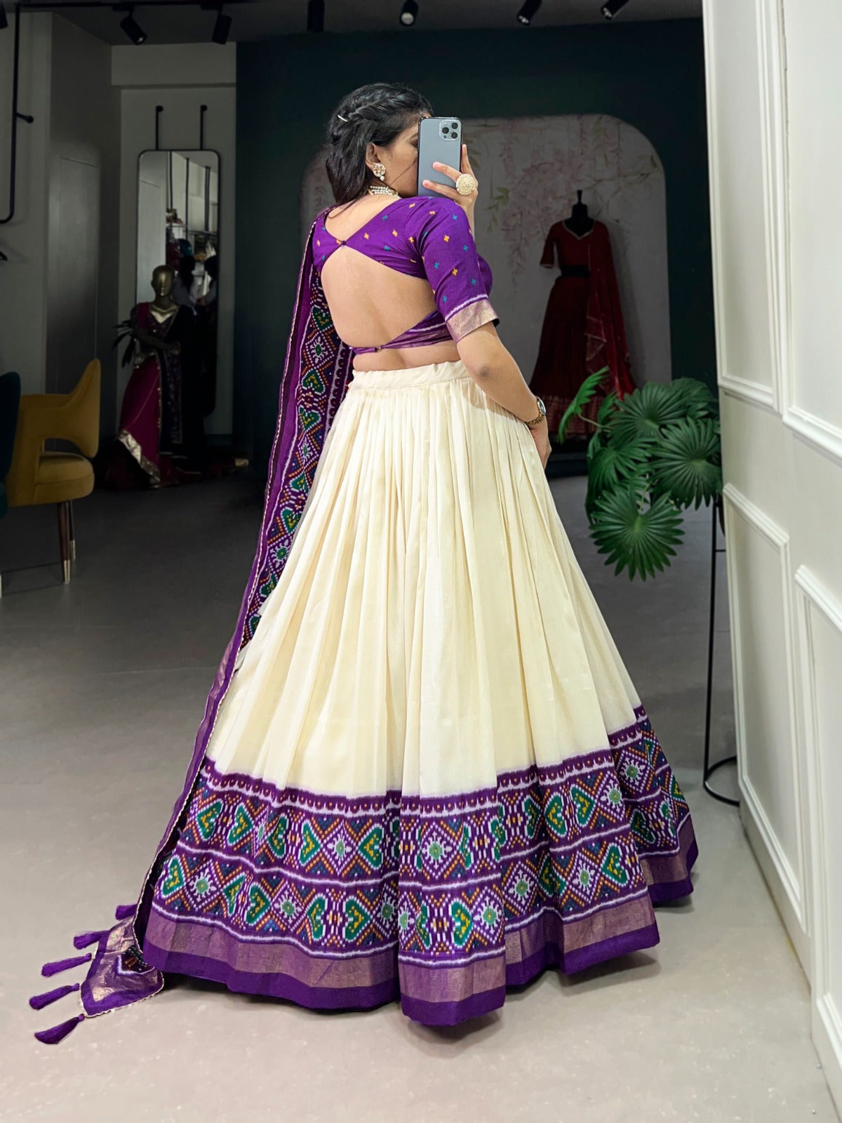 Elegant Designer Tussar Silk Patola Printed Lehenga Choli Set Outlet Locations Sale Online