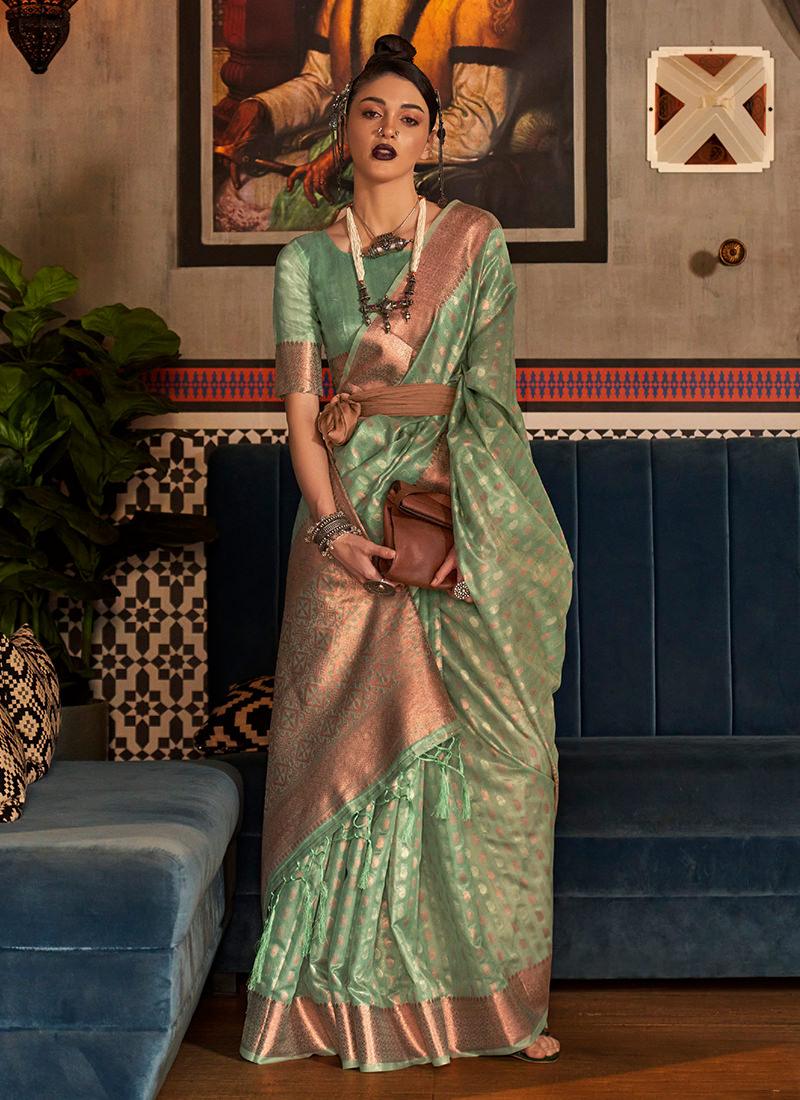 Silk Weaving Sea Green Classic Wear Saree Buy Cheap Websites