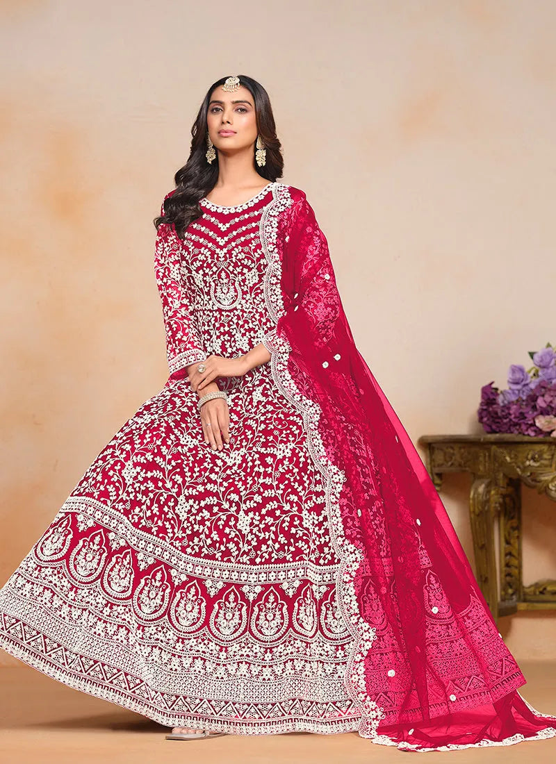 Mesmerizing Magenta Pink Designer Embroidered Anarkali Gown Outlet Hot Sale