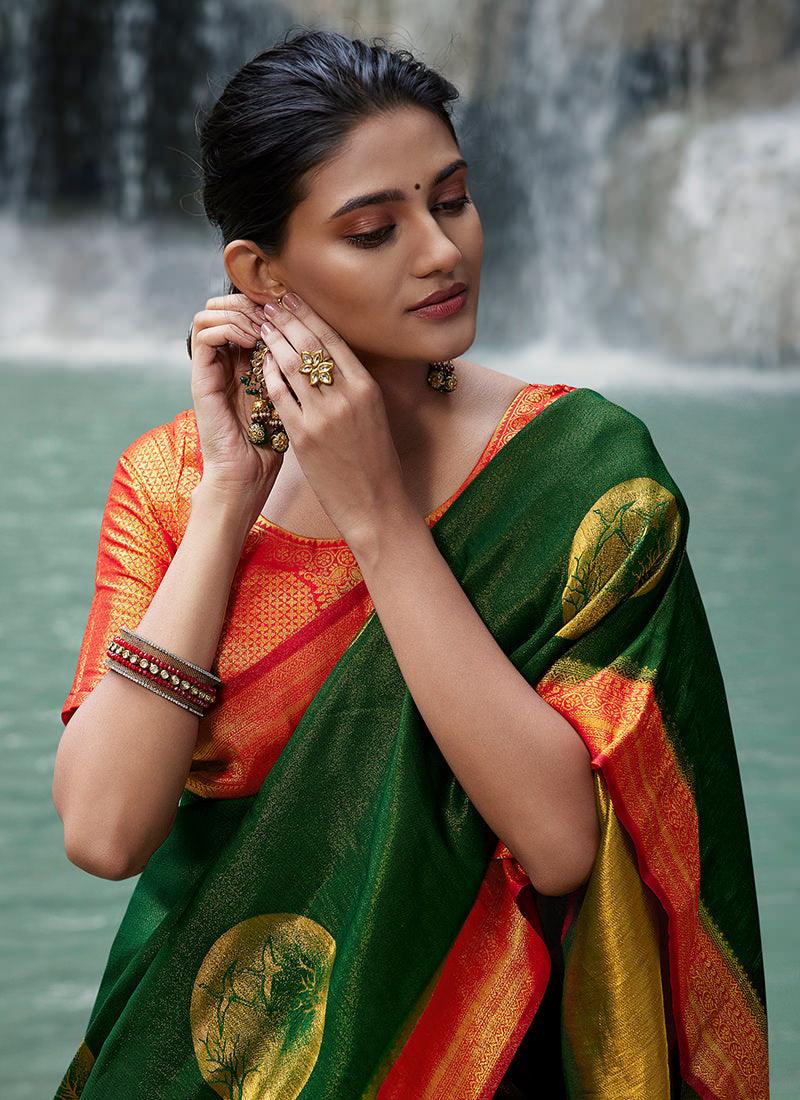 Silk Weave Green Kanjivaram Saree Outlet Finishline