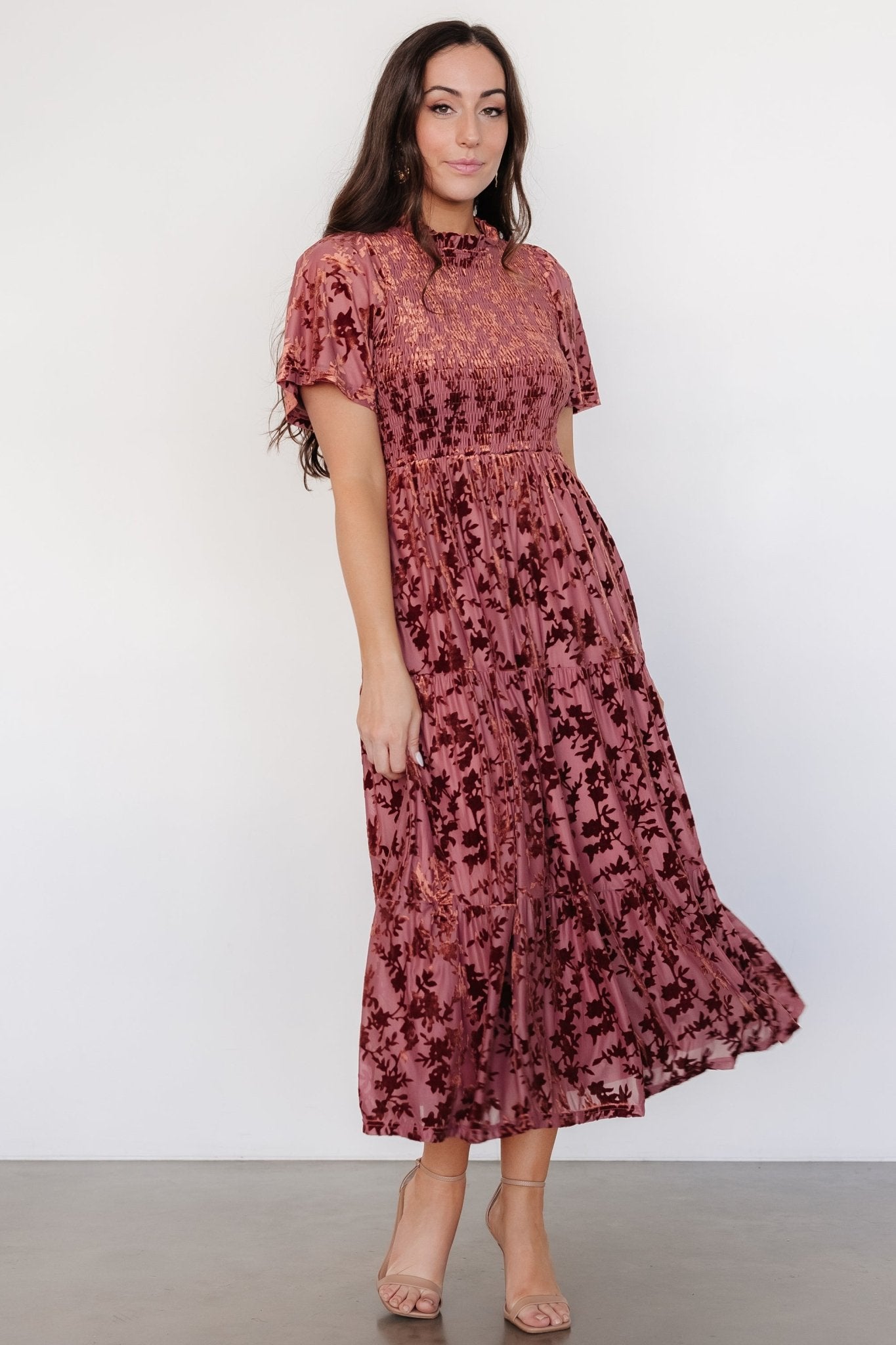 Callen Smocked Velvet Dress | Dusty Clove Sale Exclusive