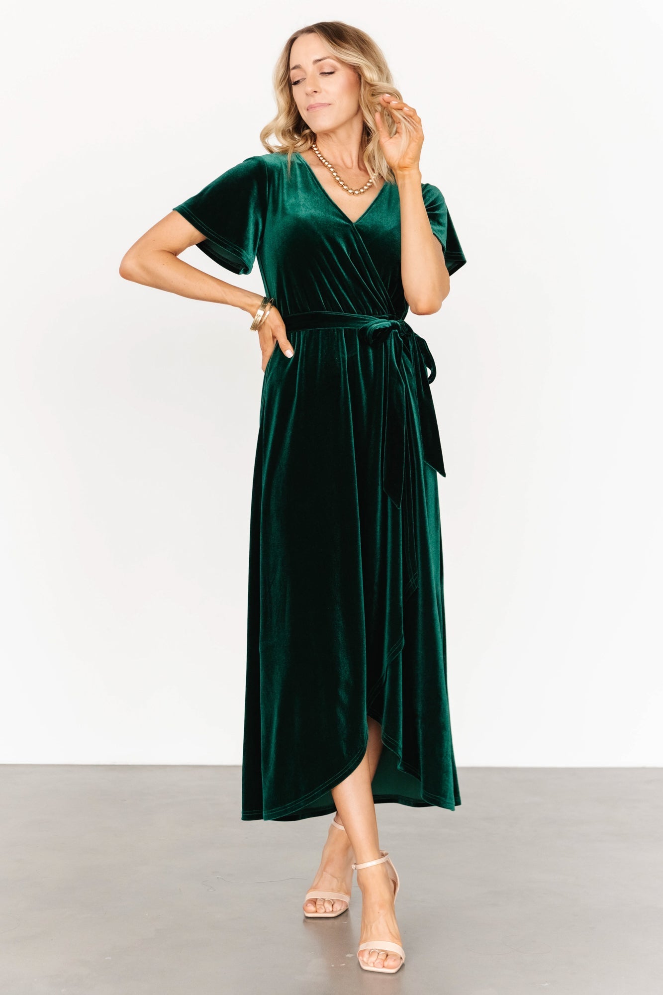 Nadine Velvet Midi Dress | Green Cheap Extremely