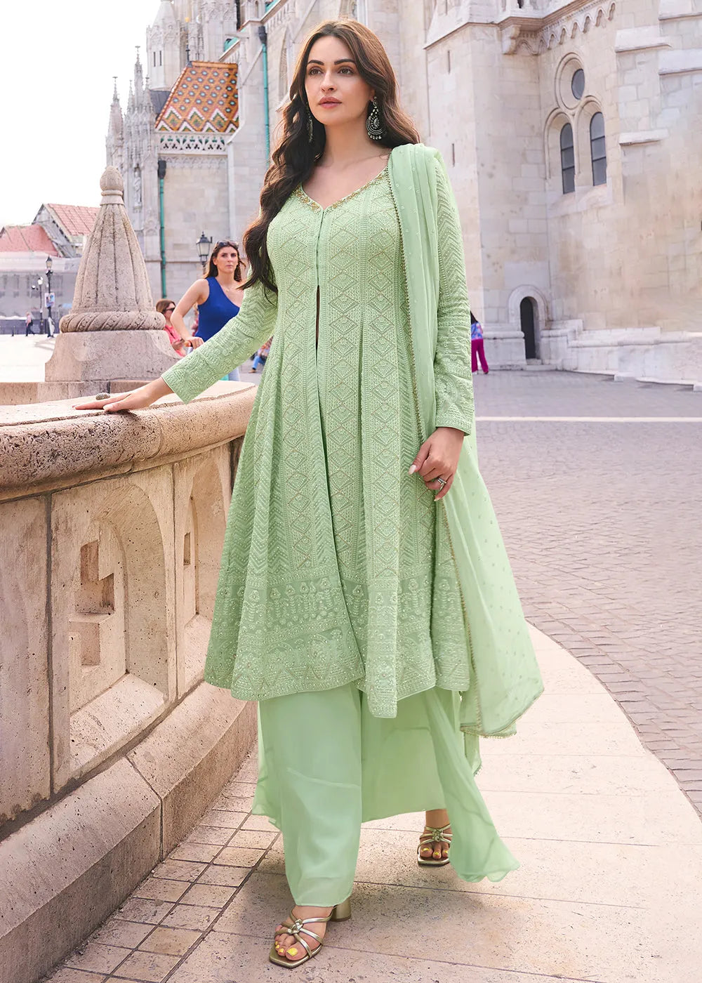 Impeccable  Embroidered Light Green Anarkali Style Sharara Suit Buy Cheap Outlet Locations