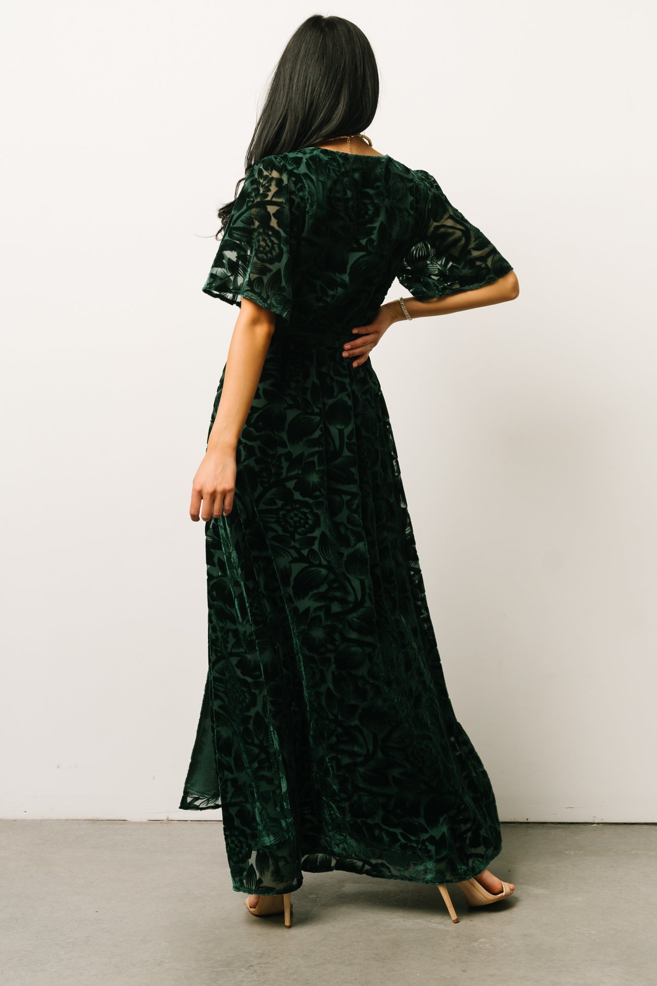 Uma Velvet Maxi Dress | Dark Green Best Seller