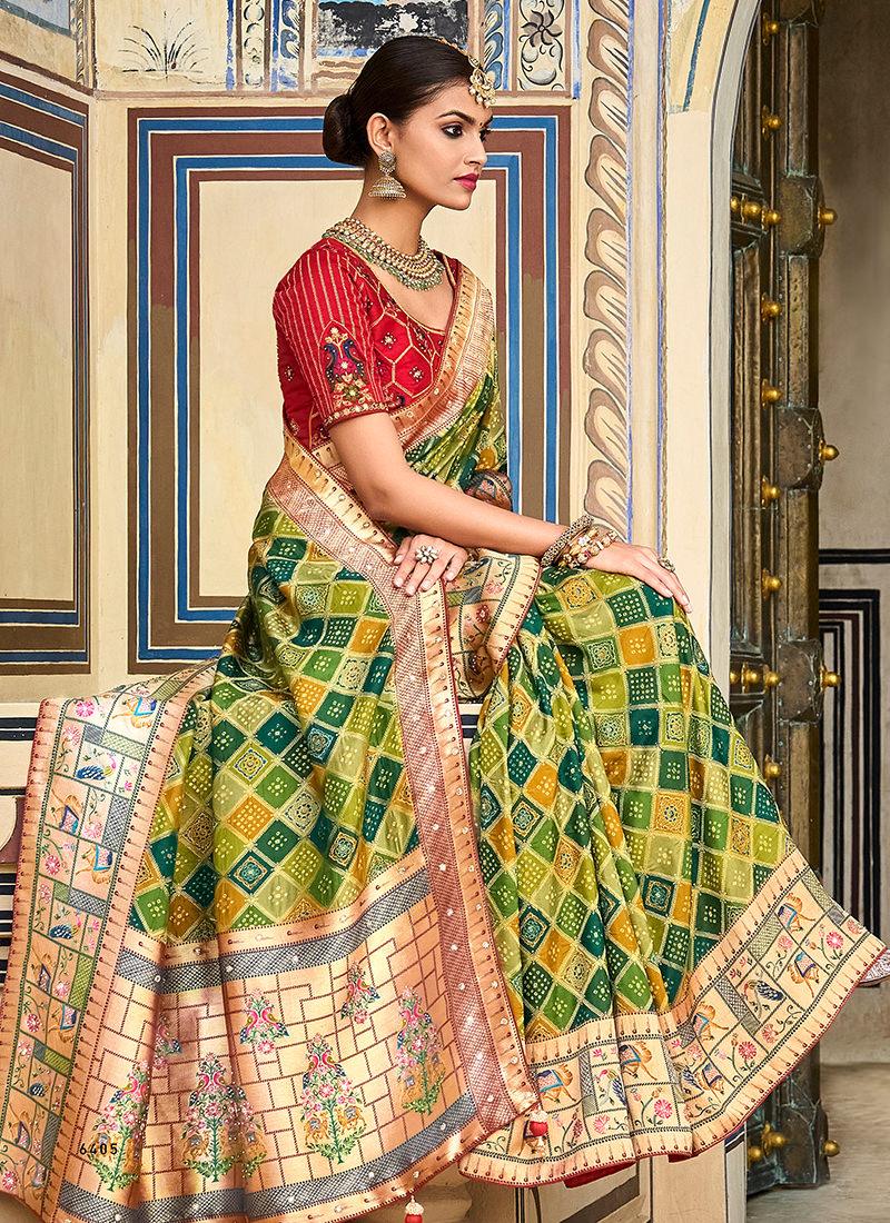 Heavy Silk Light Green Saree For Wedding Sale Low Cost