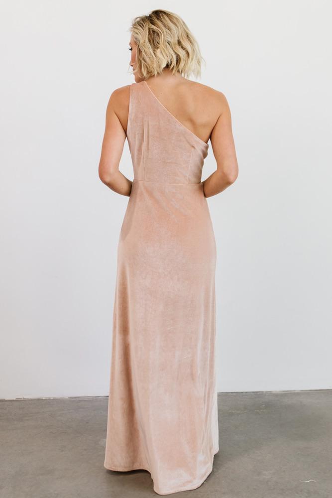 Tatiana Velvet One Shoulder Maxi Dress | Champagne Marketable Online