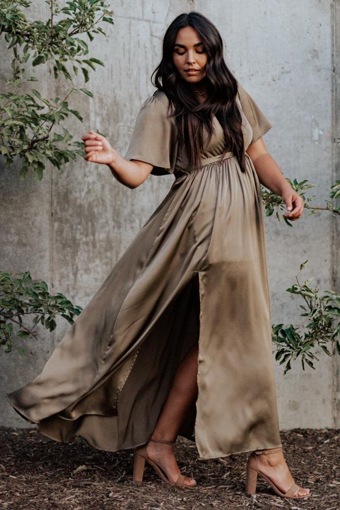 Sicily Satin Maxi Dress | Olive Clearance Shop